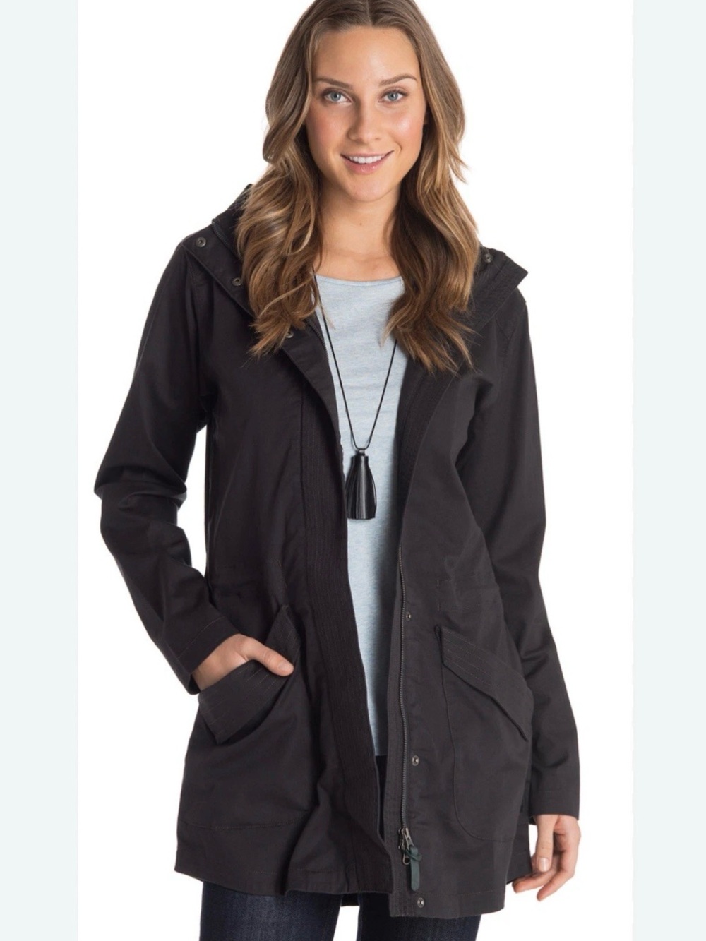 MEC Farrow Organic Cotton Hooded Utility Jacket Size L Black